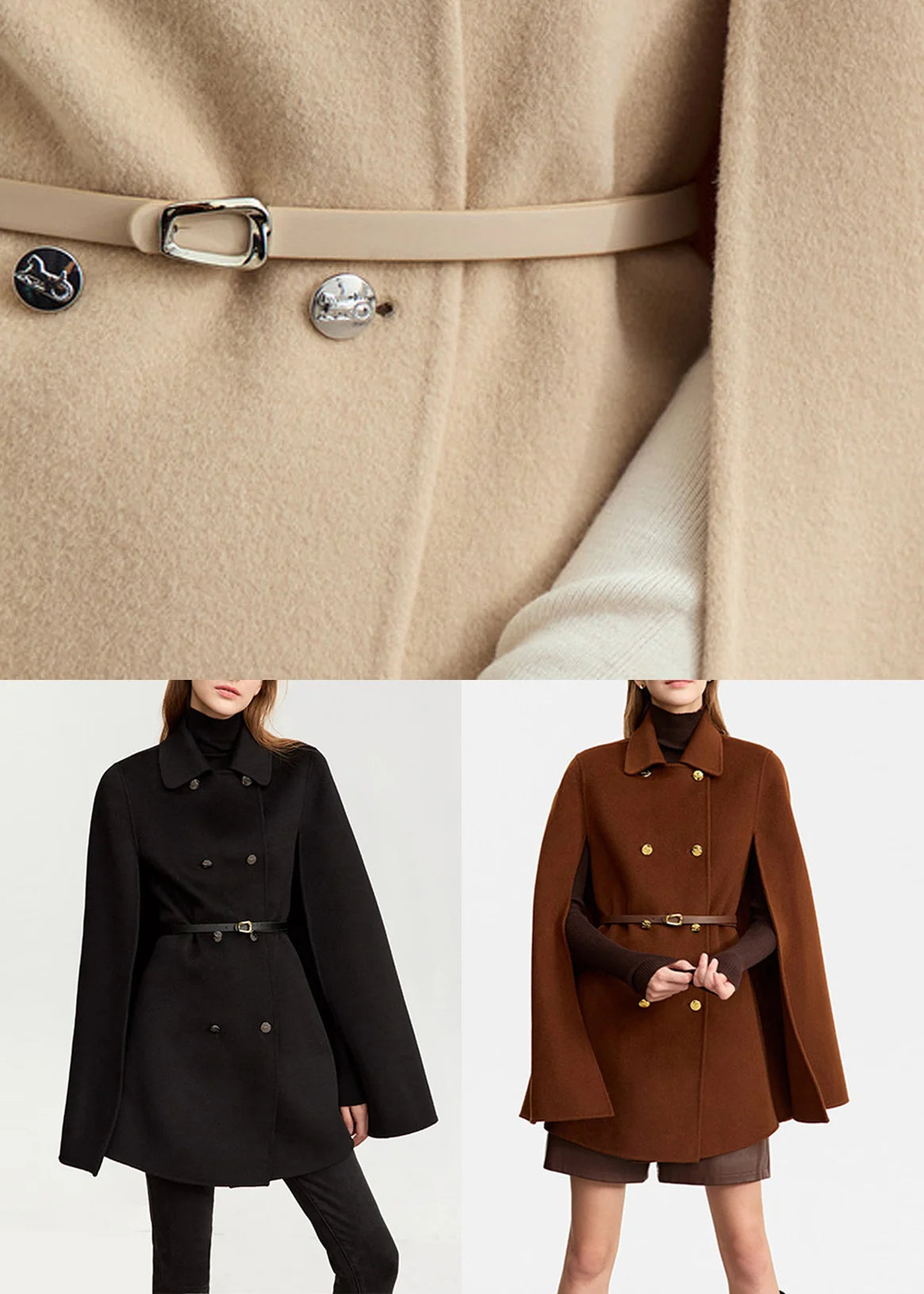 Manteau Femme Automne Coupe Ample Boutons Noirs 4