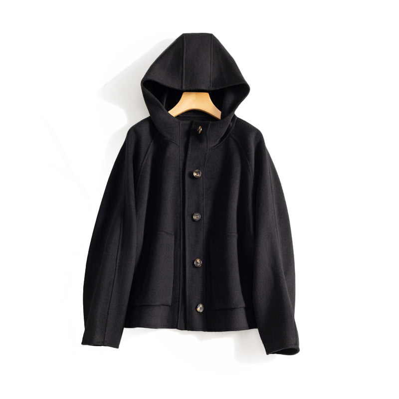 Manteau Femme Hiver à Capuche Boutonné avec Poches Pratiques 2
