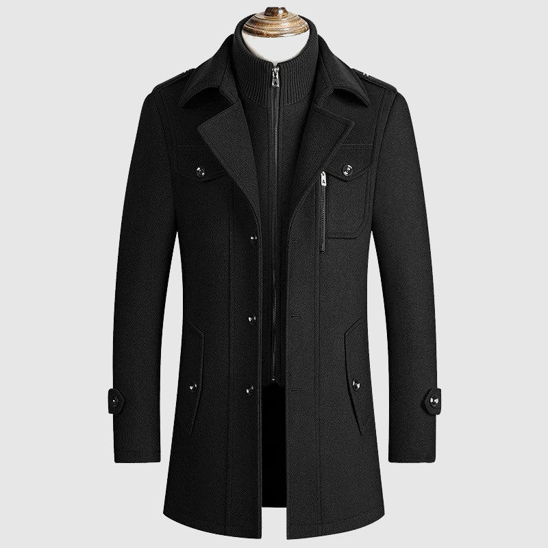Manteau Homme Hiver Moderne avec Col à Revers et Poches Latérales 1
