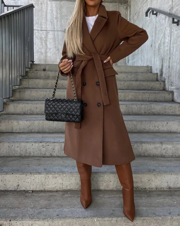 Manteau en Laine Femme Double Boutonnage Classique 2