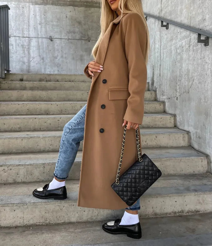 Manteau en Laine Femme Double Boutonnage Classique 5