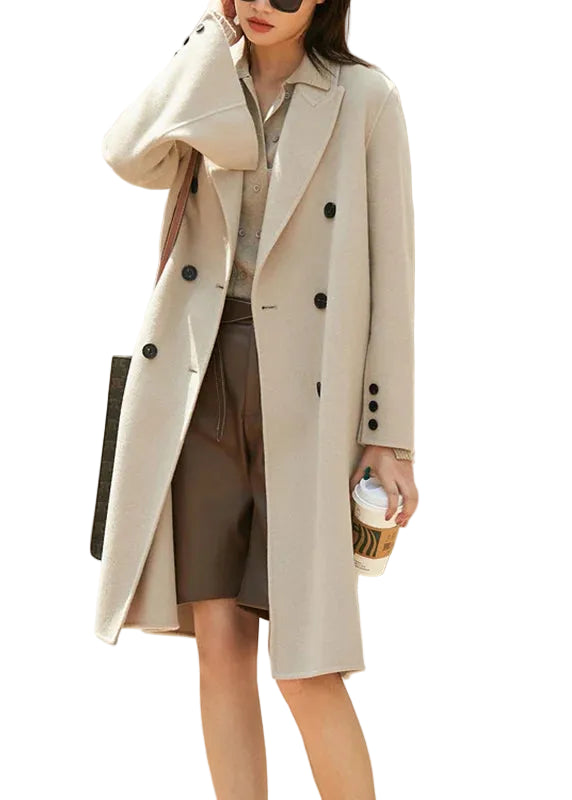 Manteau long pour femme à entailles crantées style automnal 2