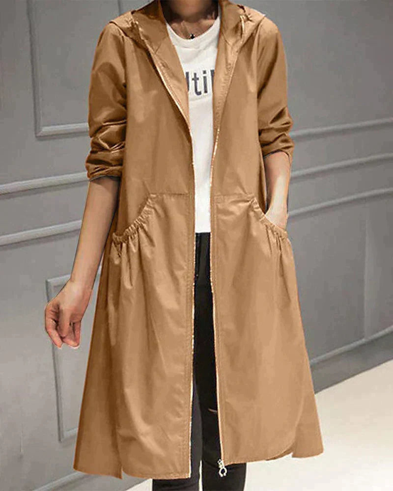 Manteau mi-long à capuche pour femme 2