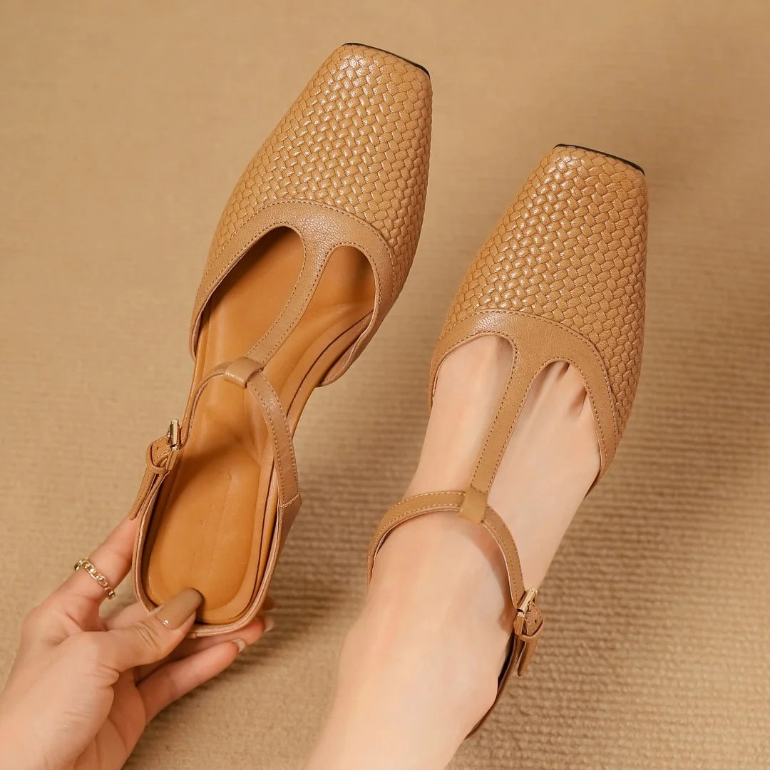 Mules Femme Tissées Chic à Talons Bas 1