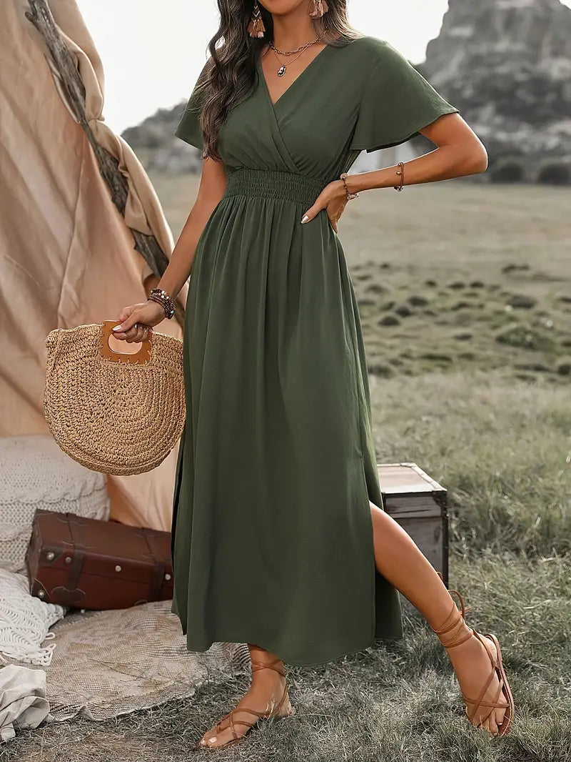 Robe d'Été Longue Femme Élégante en Tissu Léger-3