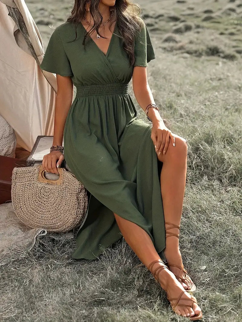 Robe d'Été Longue Femme Élégante en Tissu Léger-2