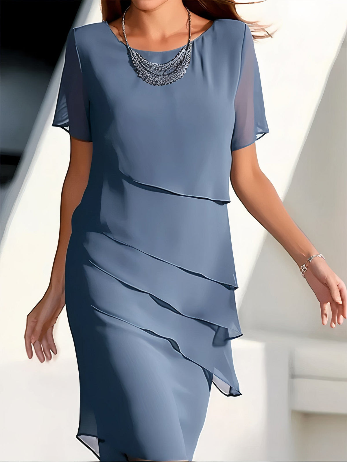Variant image for Robe Longue Femme en Mousseline Élégante et Polyvalente pour Été-9