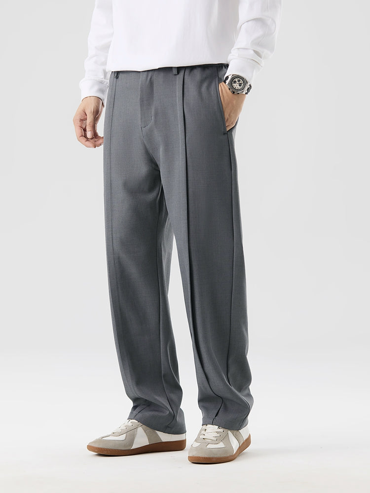 Pantalon Femme Plissé Coupe Droite Chic 1