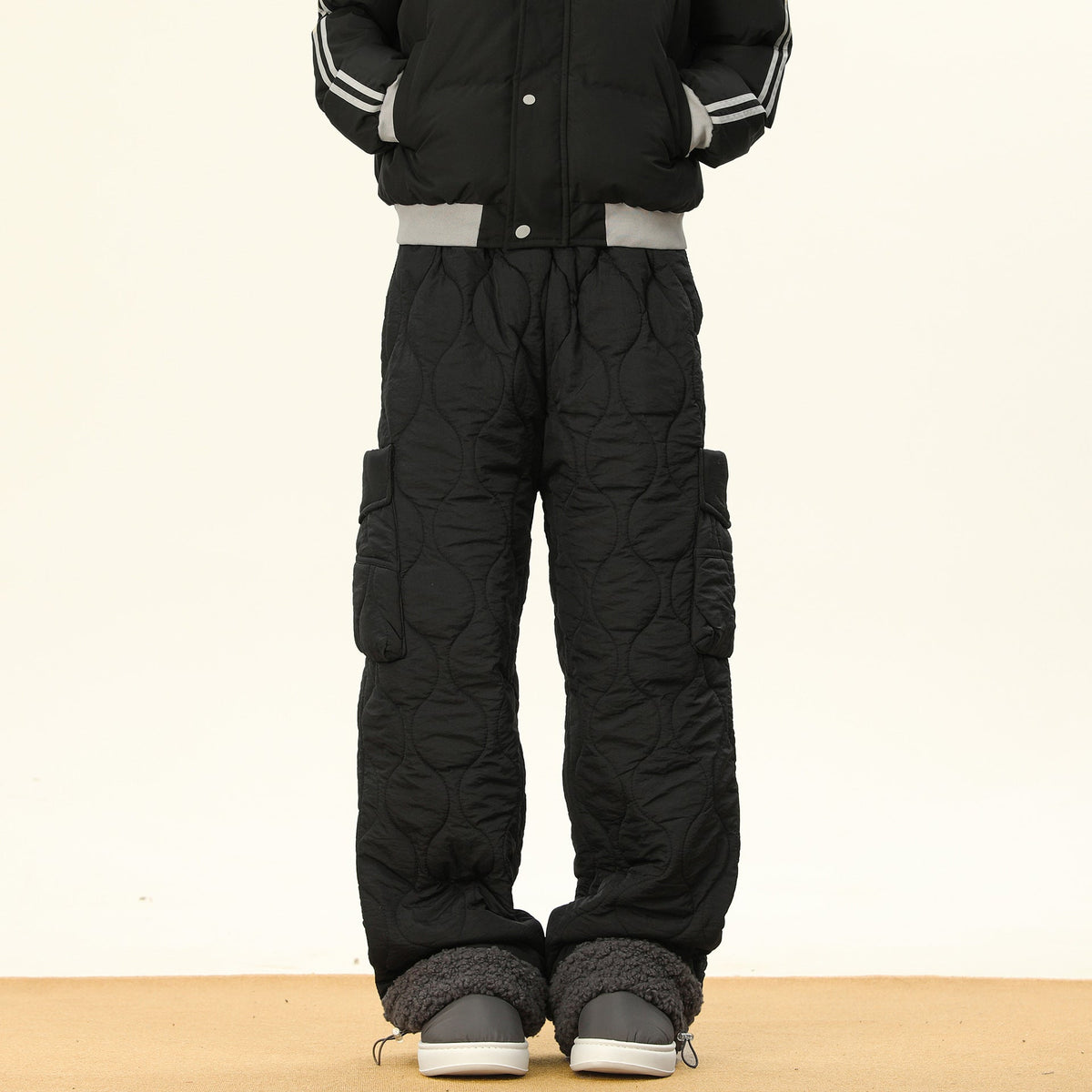 Pantalon Homme Large Matelassé Décontracté 4