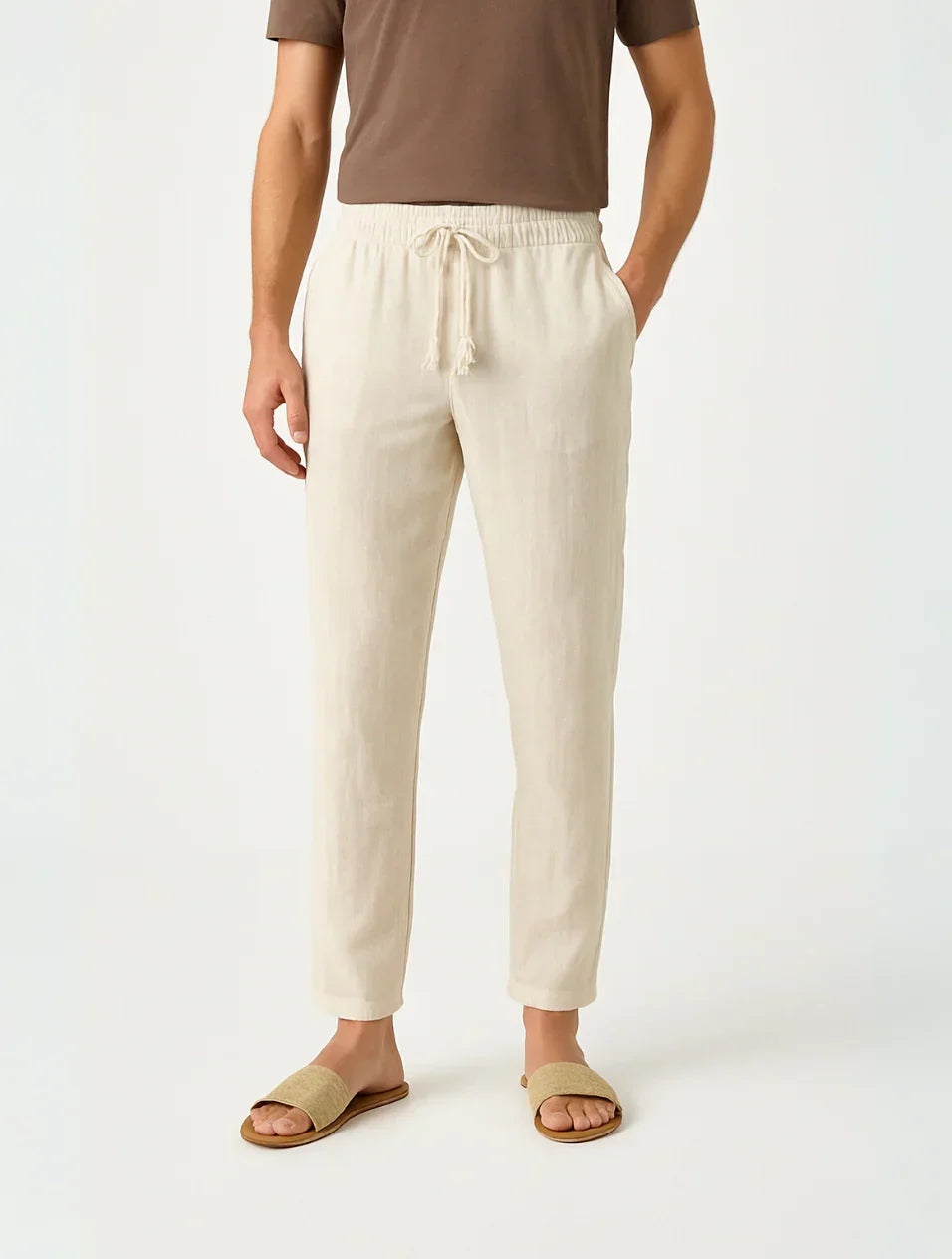 Pantalon en Lin pour Hommes Style Décontracté 7