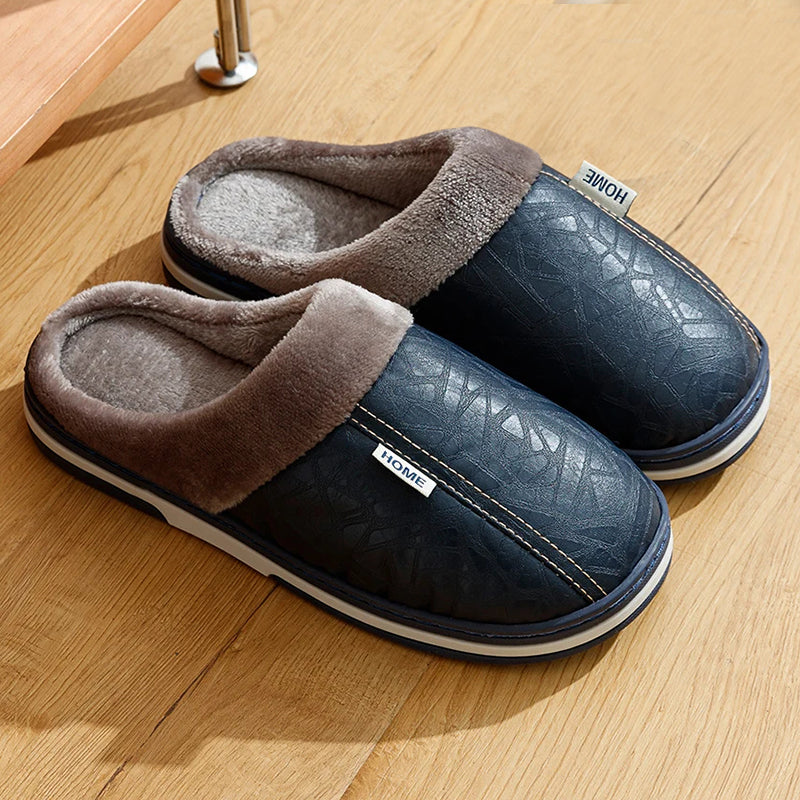Pantoufles d'intérieur pour hommes en similicuir 2