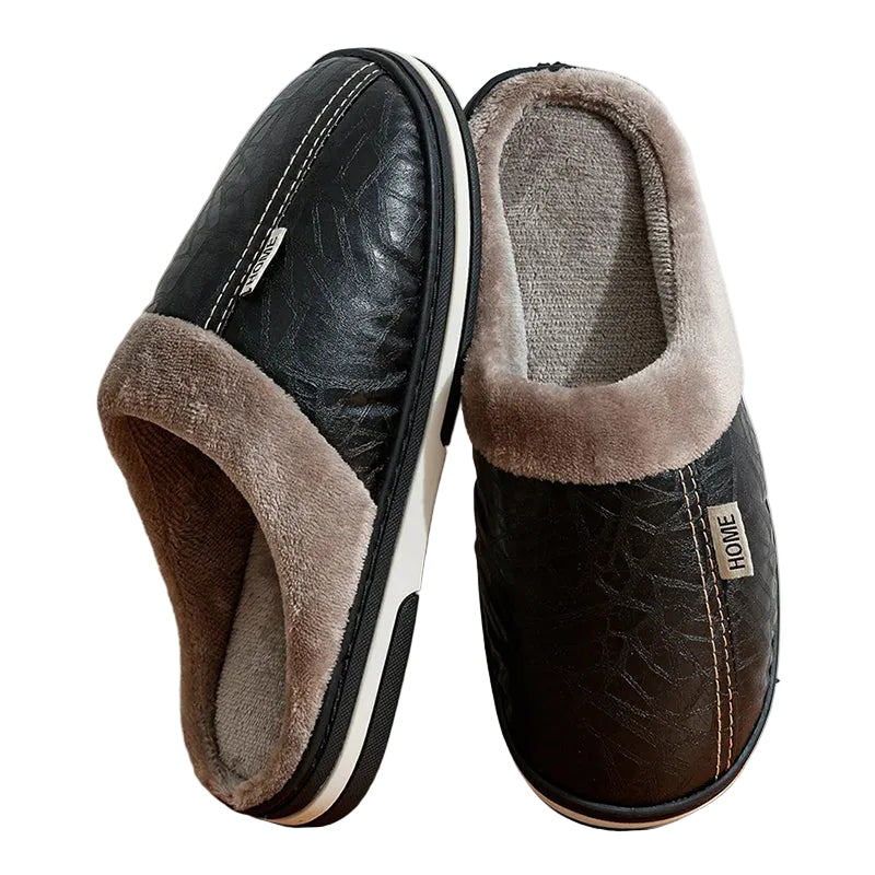 Pantoufles d'intérieur pour hommes en similicuir 3