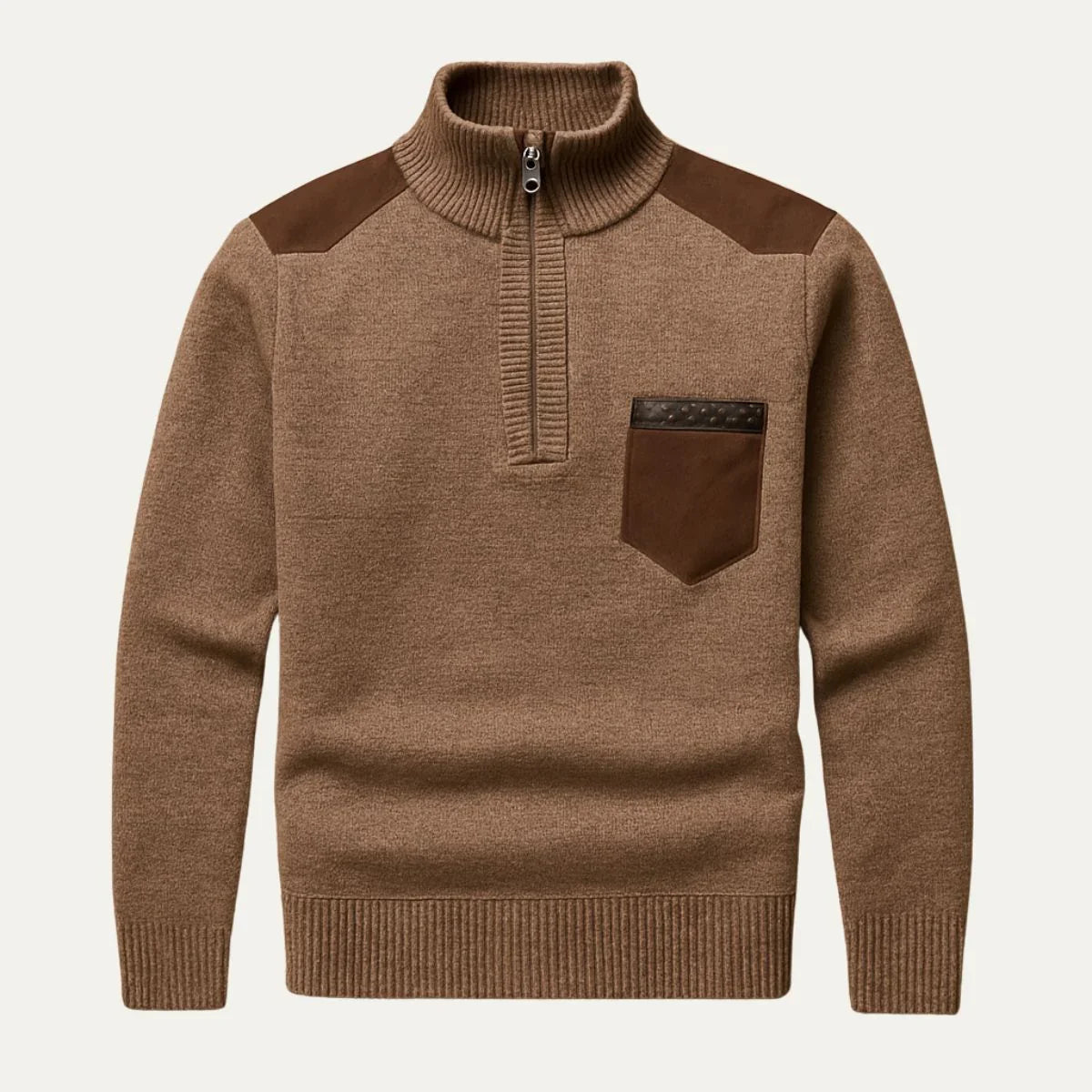 Pull Demi-Zip pour Hommes Patchwork 5