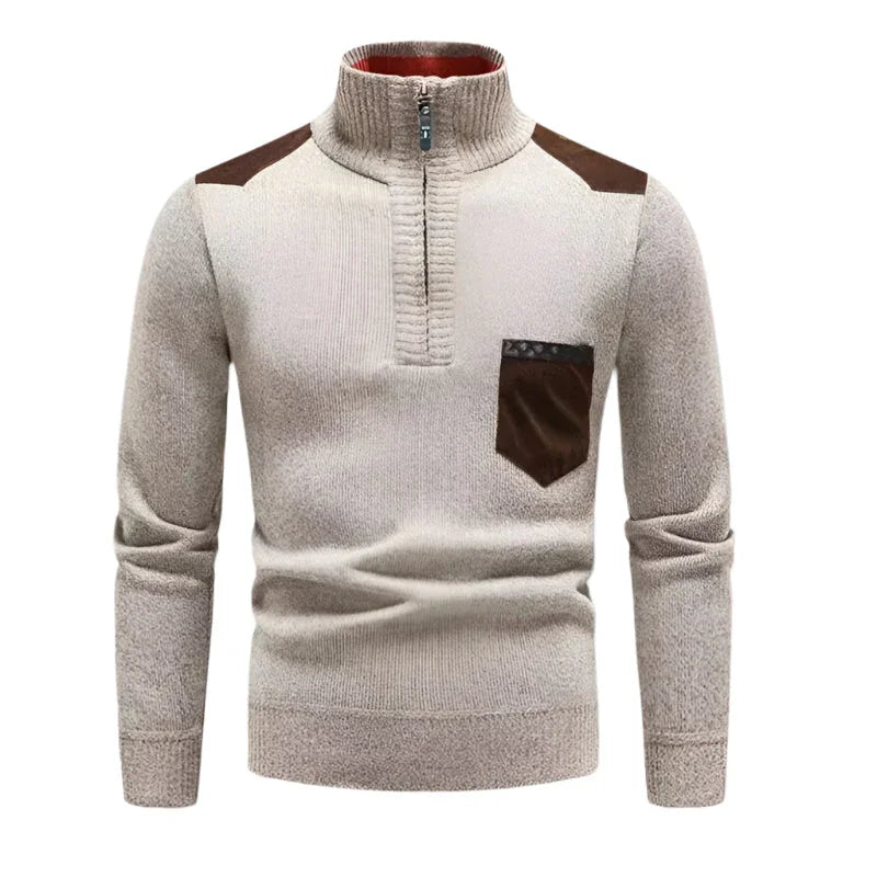 Pull Demi-Zip pour Hommes Patchwork 7