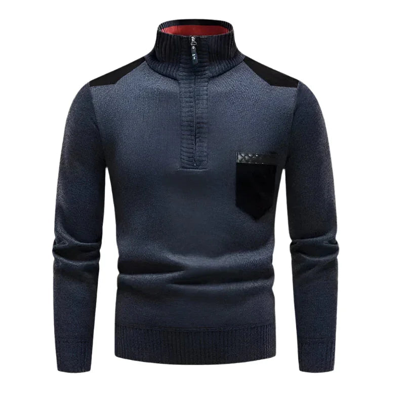 Pull Demi-Zip pour Hommes Patchwork 8