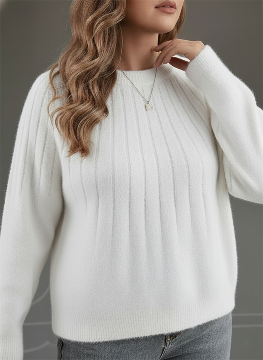 Pull Femme Tricot Côtelé Ample 0