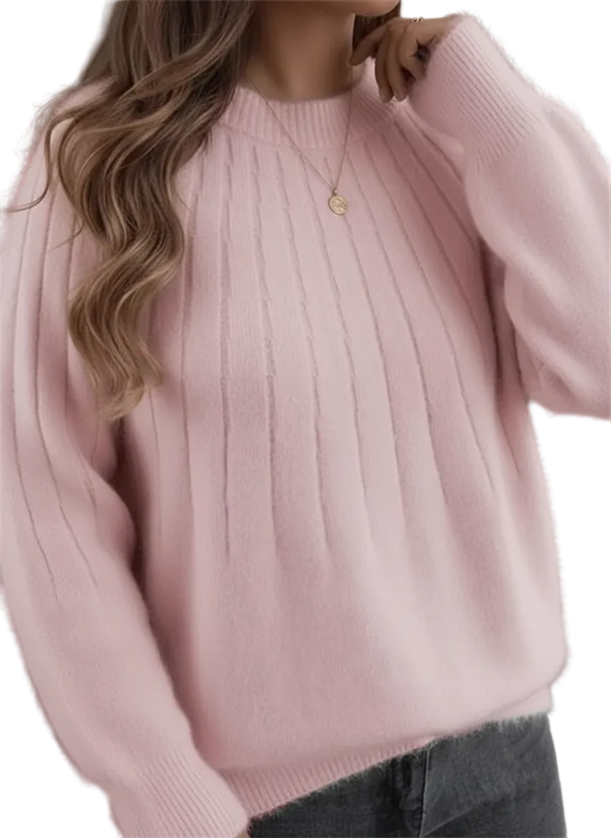 Pull Femme Tricot Côtelé Ample 1