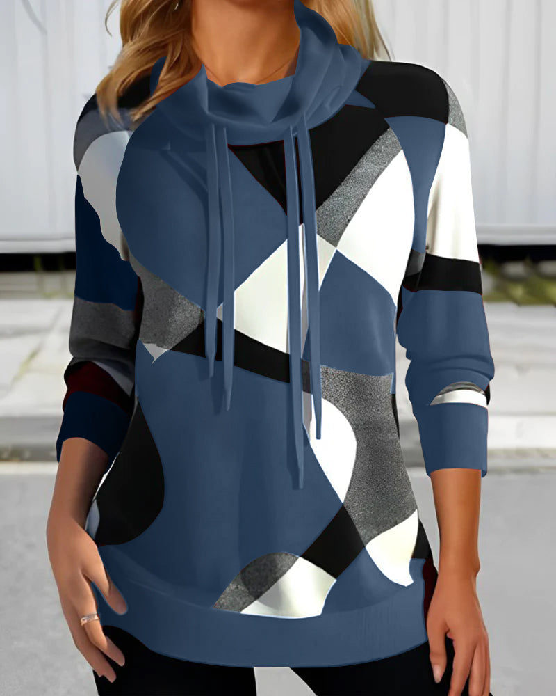 Pull Femme à Col Châle Imprimé Géométrique 2