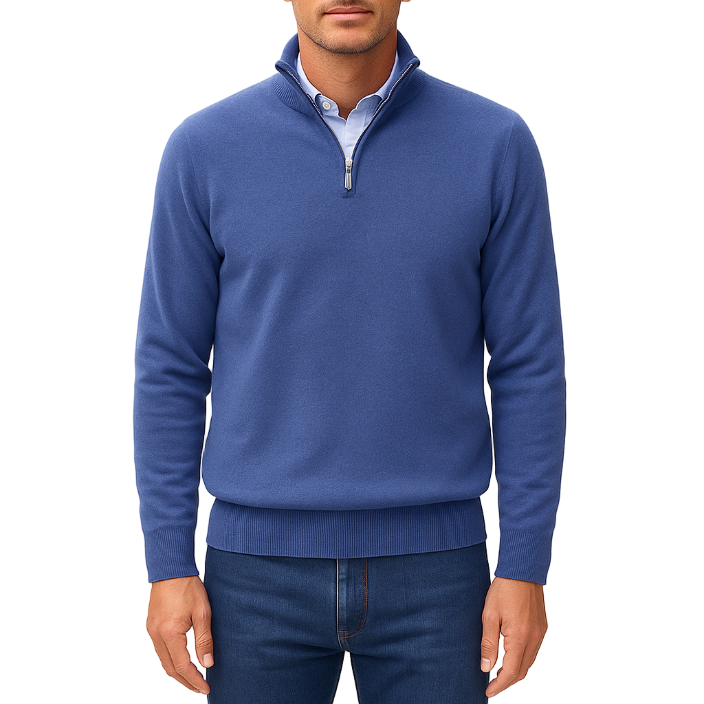 Pull Homme à Col Zip Tricoté 0