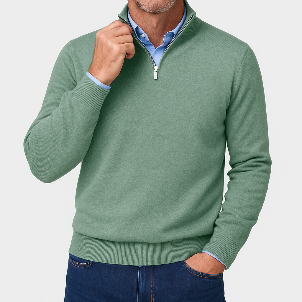 Pull Homme à Col Zip Tricoté 11
