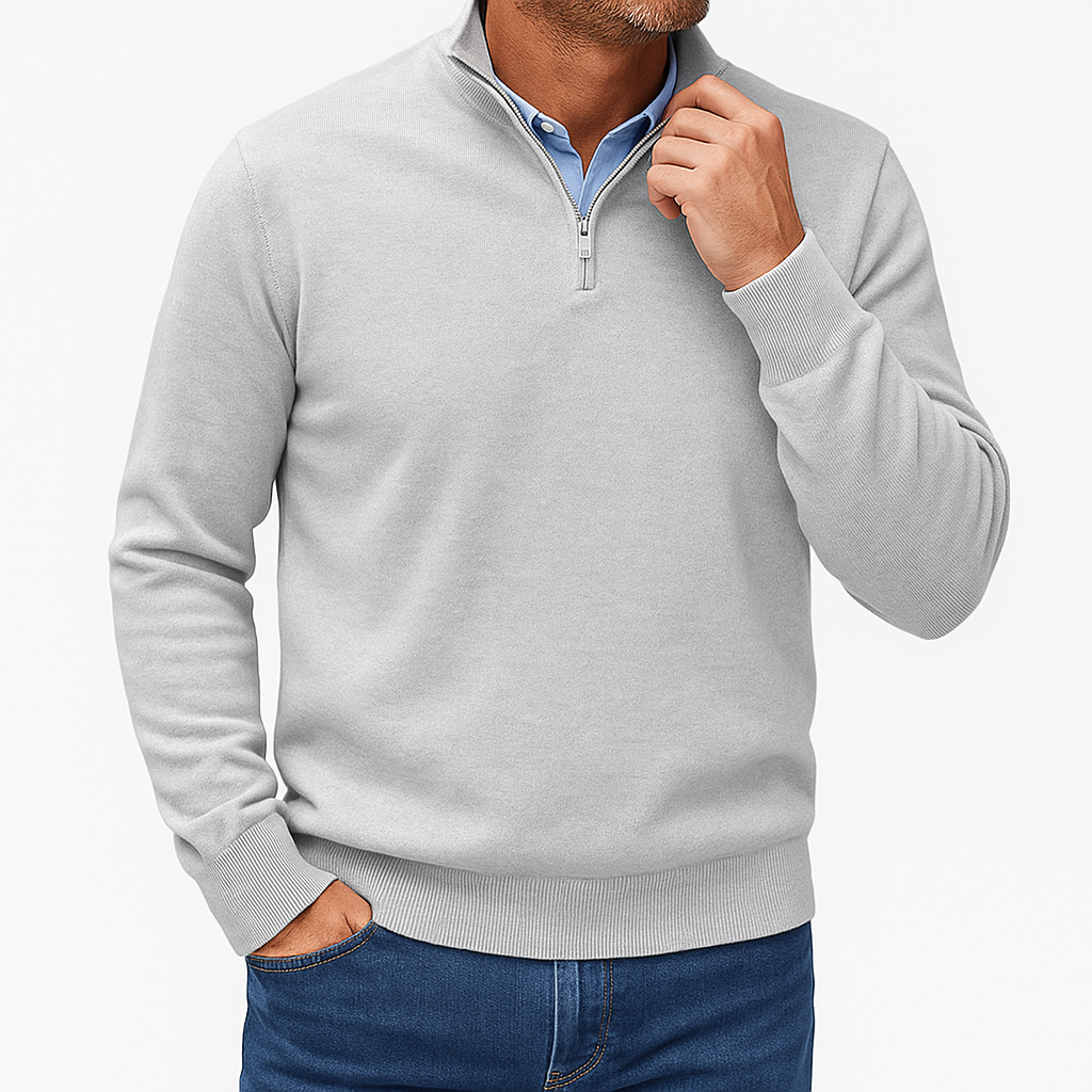 Pull Homme à Col Zip Tricoté 8