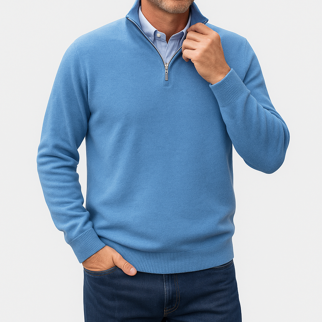 Pull Homme à Col Zip Tricoté 9