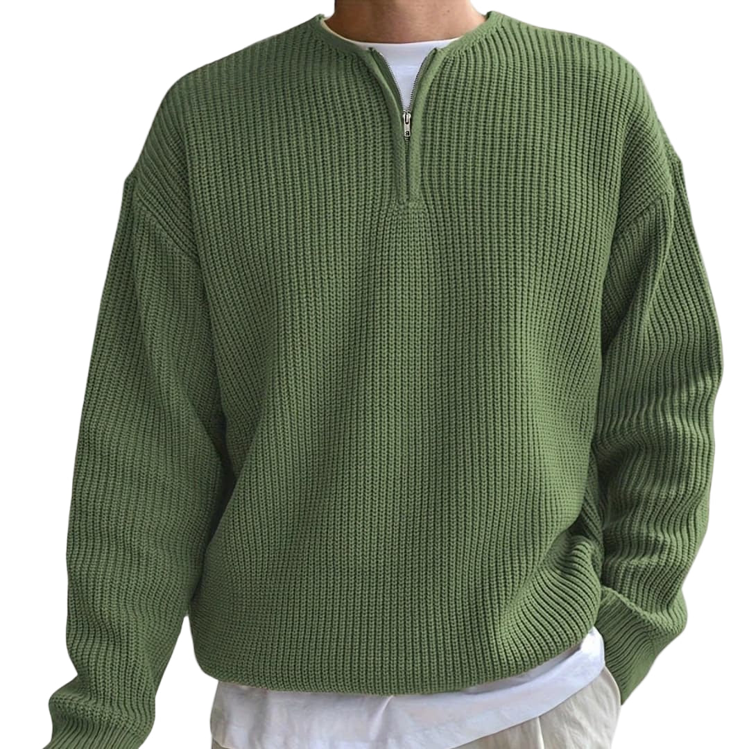 Pull Masculin Tricoté à Demi-Fermeture Éclair 0