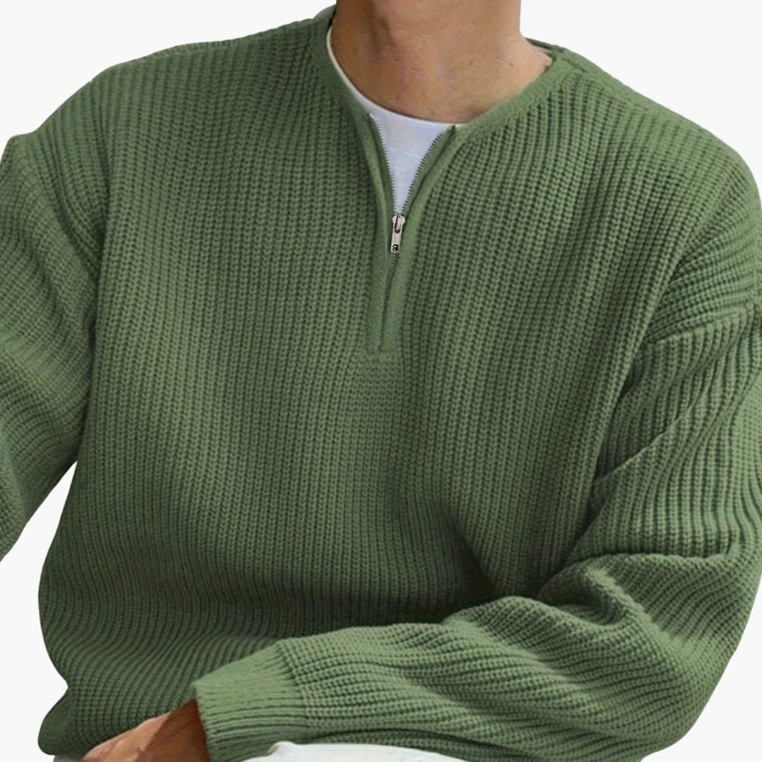 Pull Masculin Tricoté à Demi-Fermeture Éclair 1