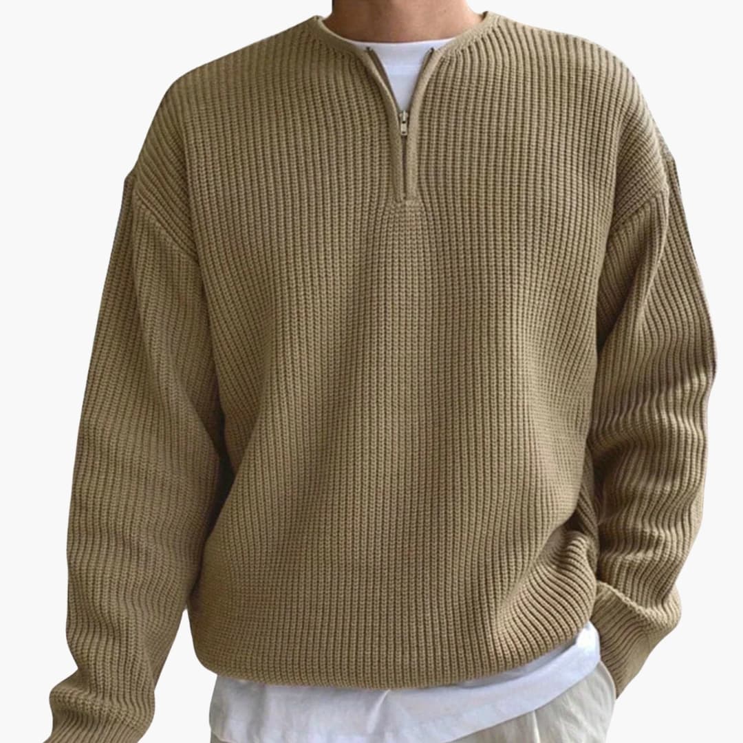 Pull Masculin Tricoté à Demi-Fermeture Éclair 4
