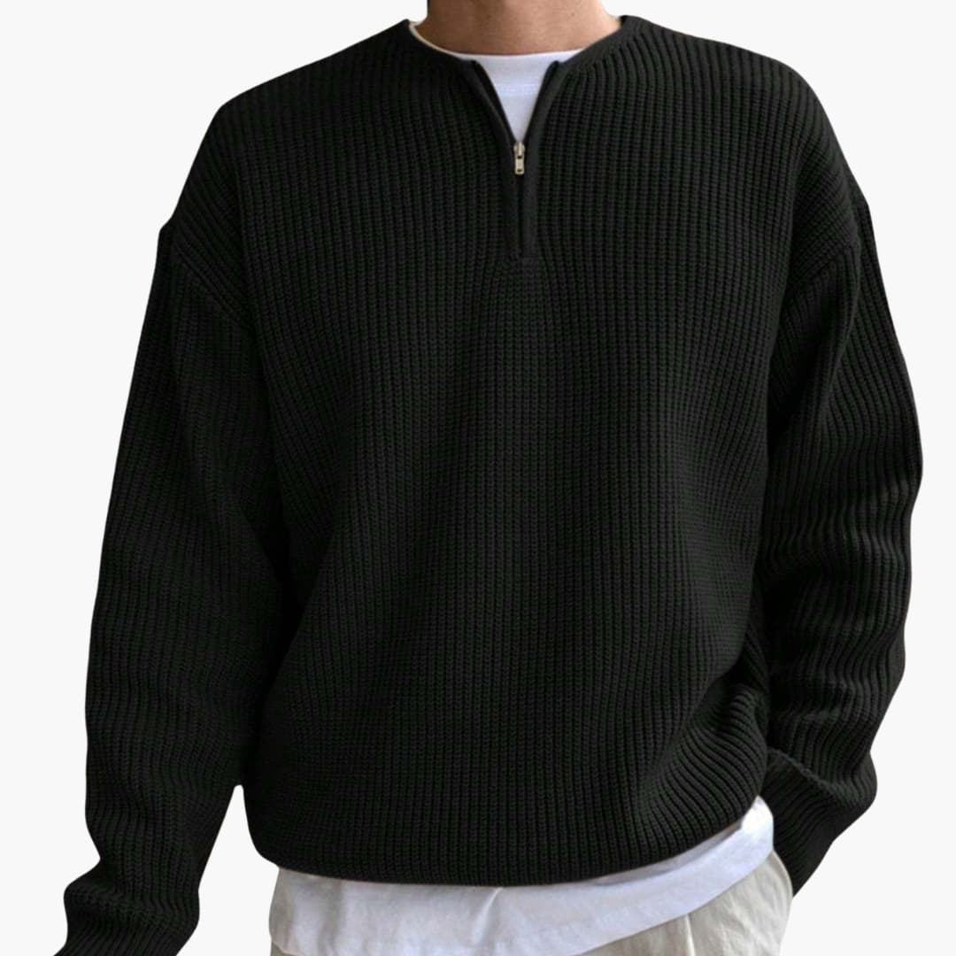 Pull Masculin Tricoté à Demi-Fermeture Éclair 6