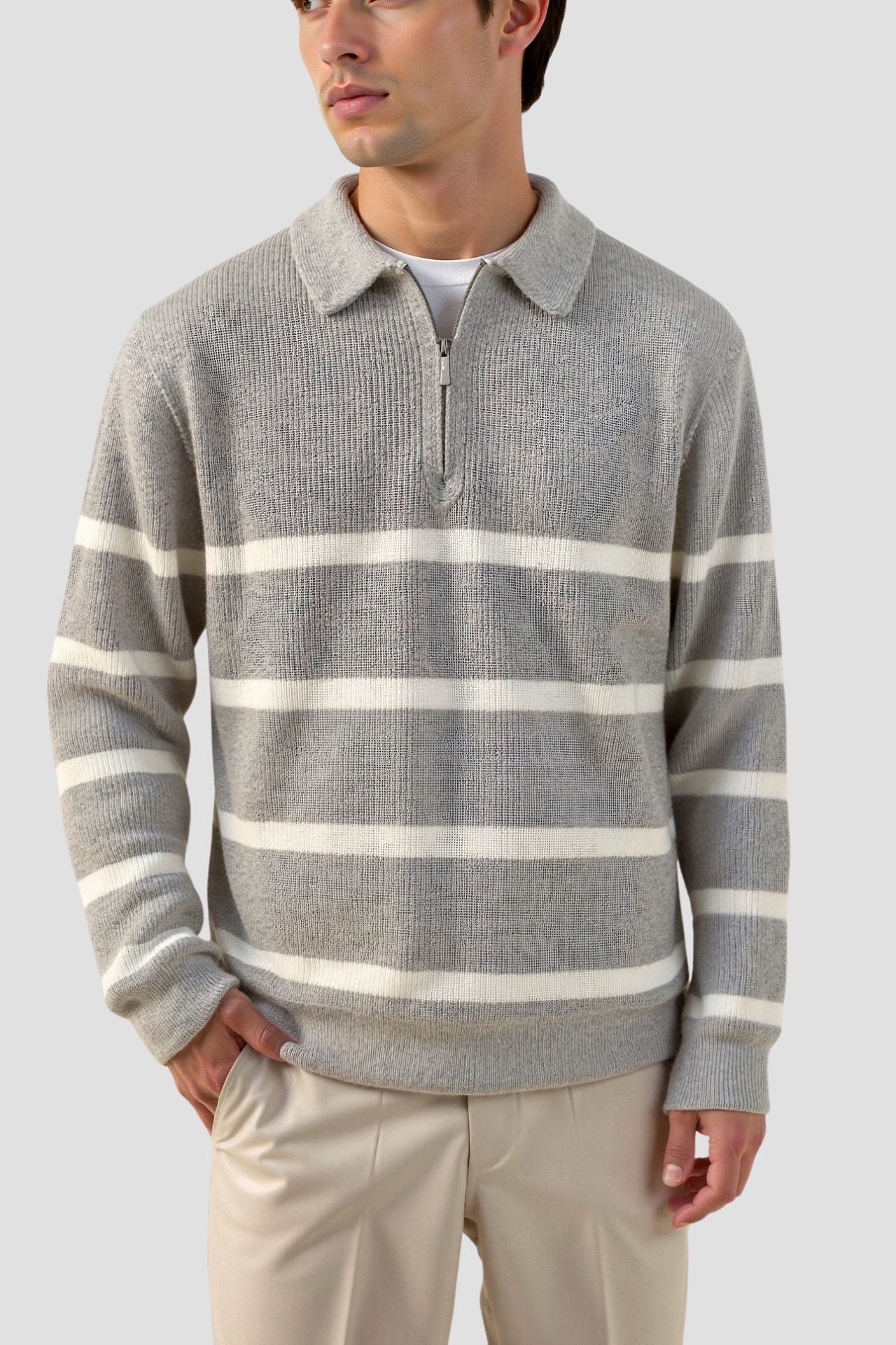 Pull à Zip pour Hommes en Mélange de Laine 2