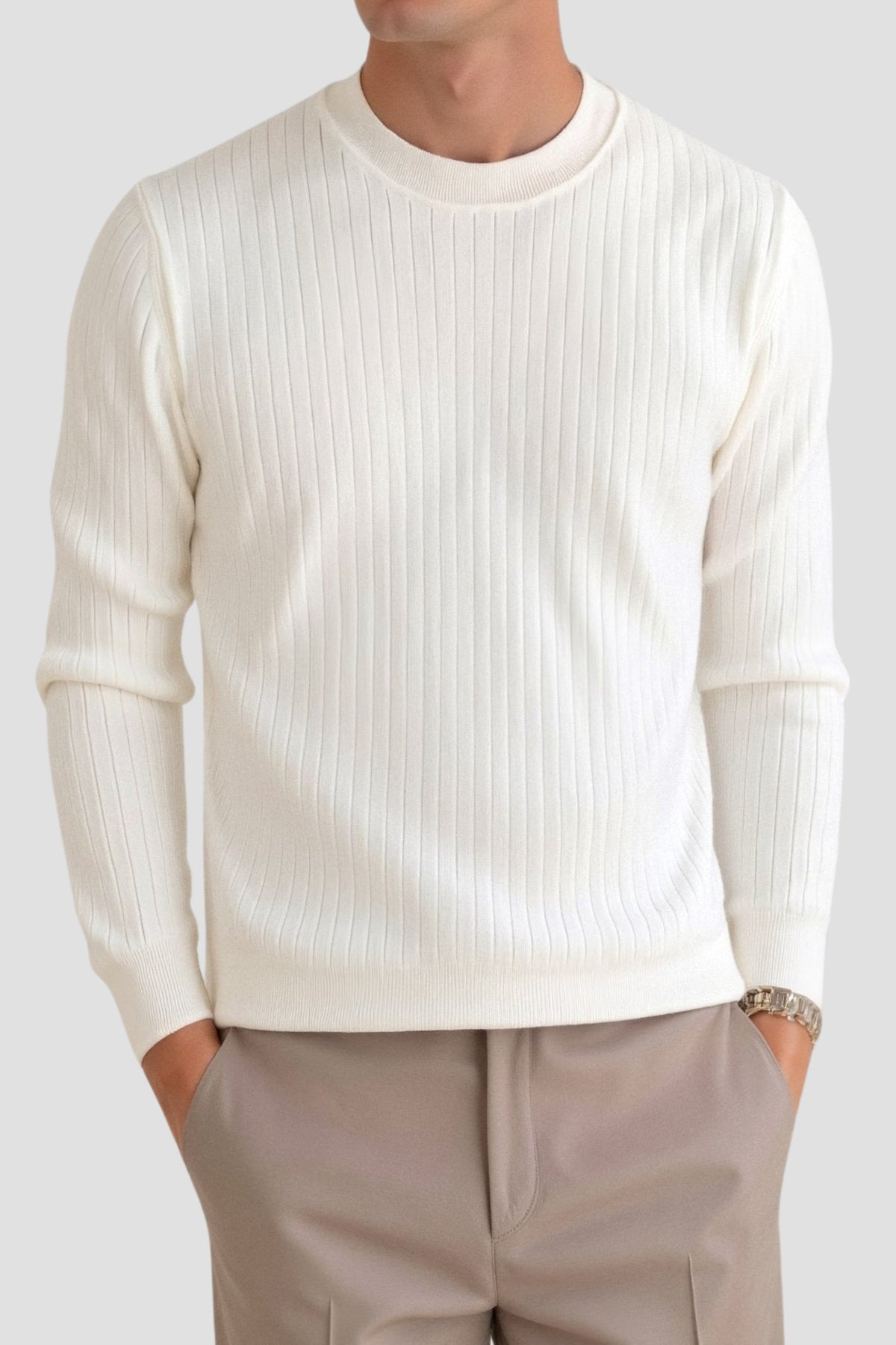 Pull en Tricot Côtelé pour Hommes Classique 4