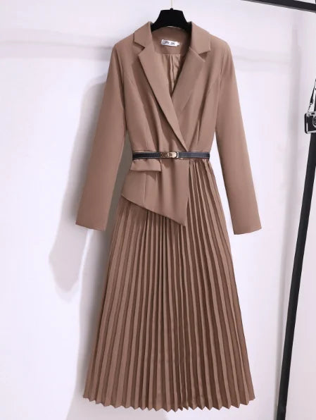 Robe Blazer Ceinturée Plissée pour Femme 3