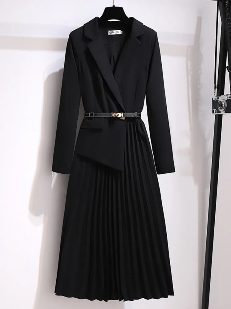 Robe Blazer Ceinturée Plissée pour Femme 4