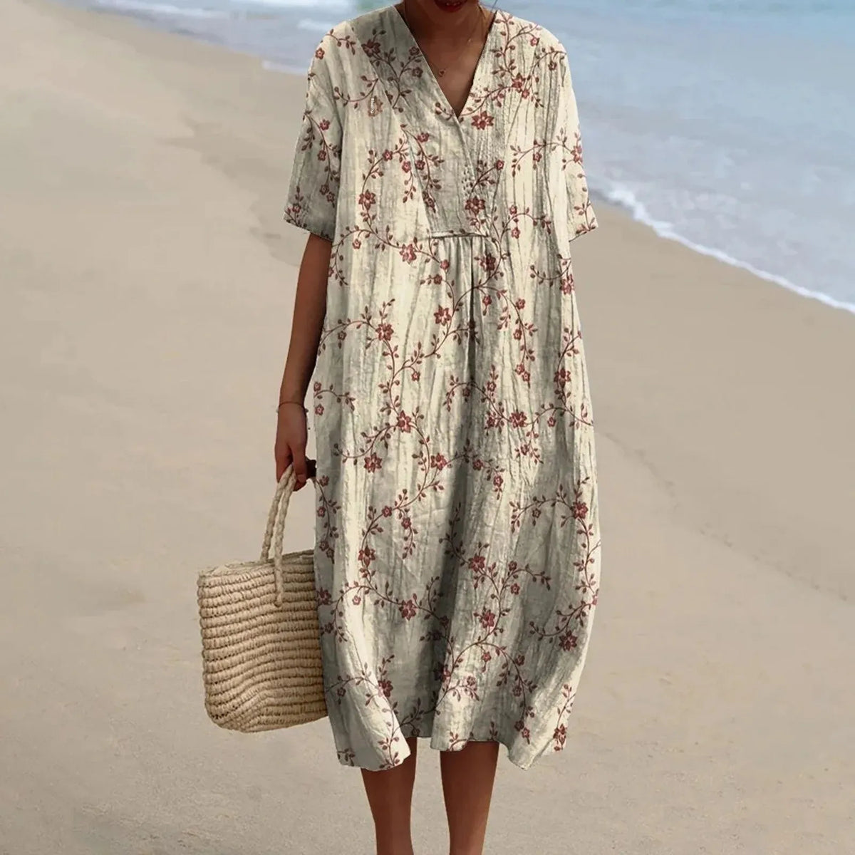 Robe Chemise Femme Grande Taille Imprimé Floral à Manches Courtes 12
