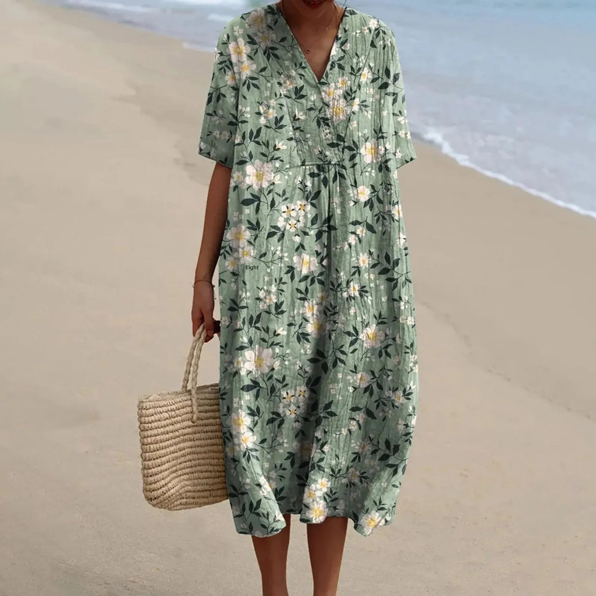 Robe Chemise Femme Grande Taille Imprimé Floral à Manches Courtes 18