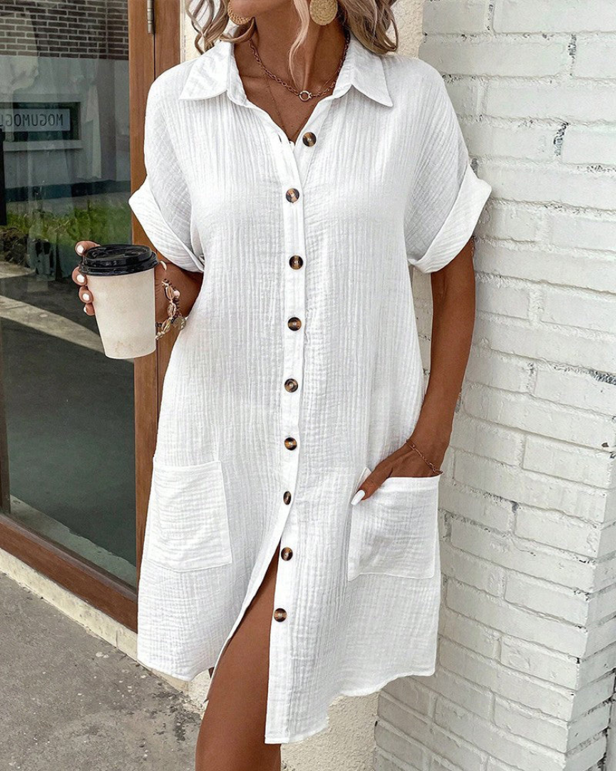 Robe Femme Chemise Classique Tissu Léger Respirant 6