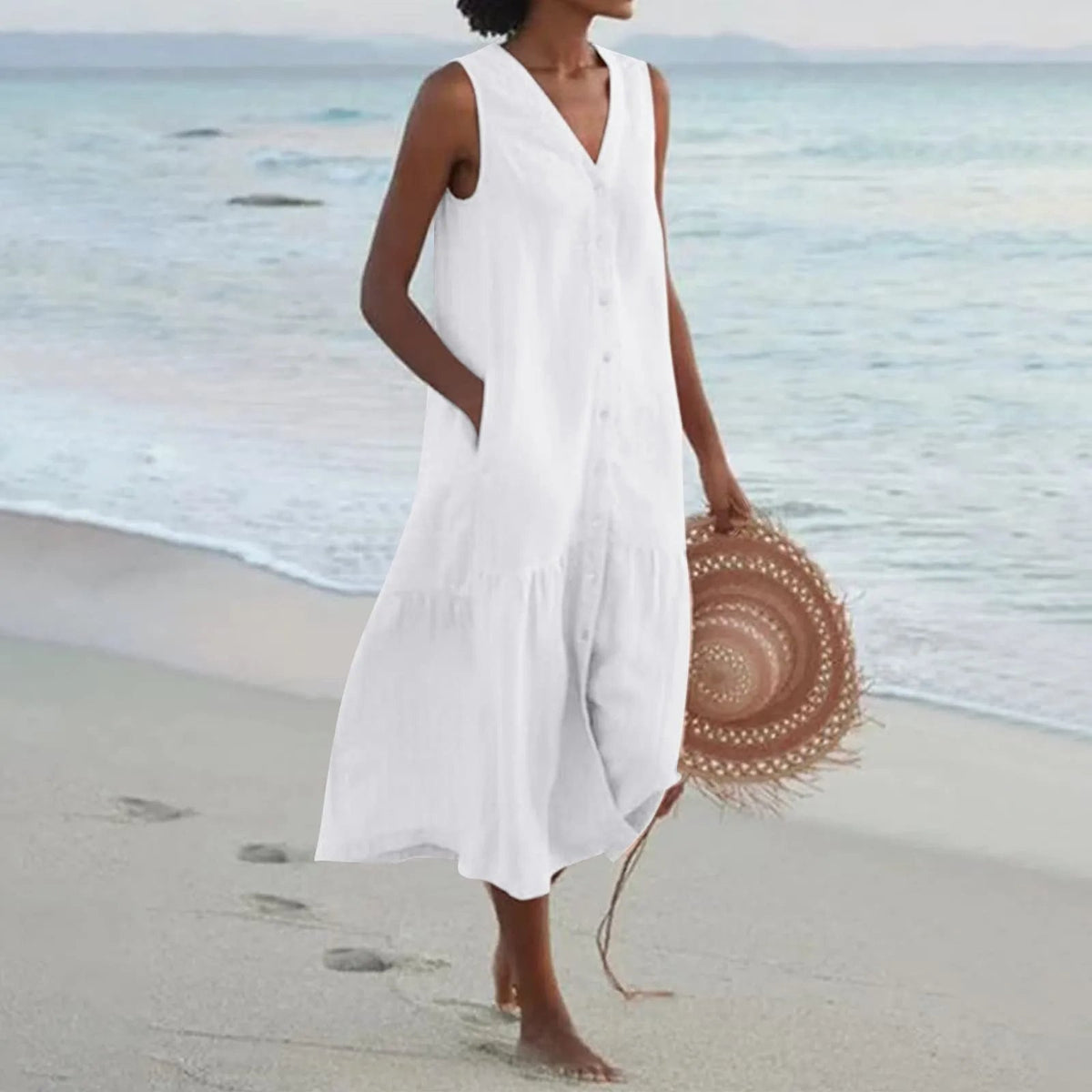 Robe Femme Décolleté en V Élégante 0