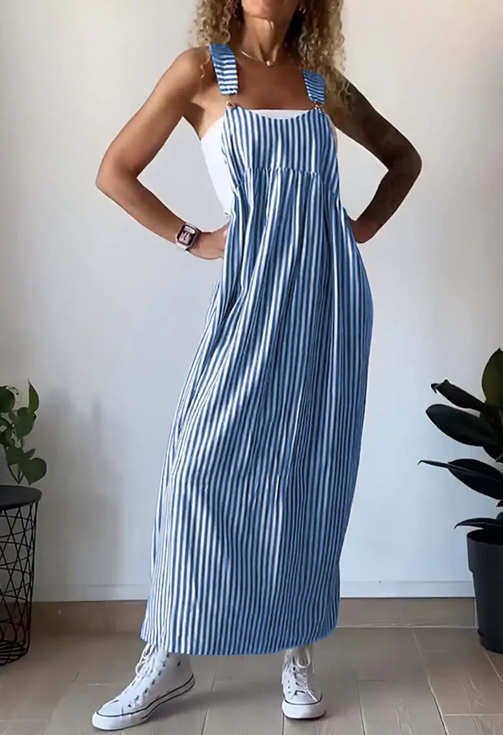 Robe Femme Décontractée à Rayures Midi 5