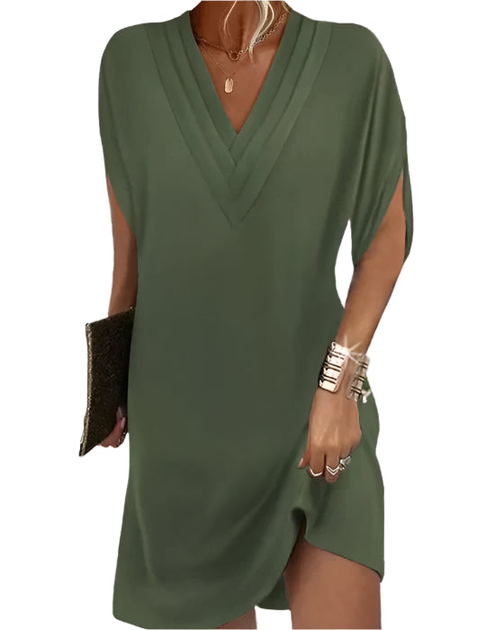 Robe Femme Drapée à Col V 0