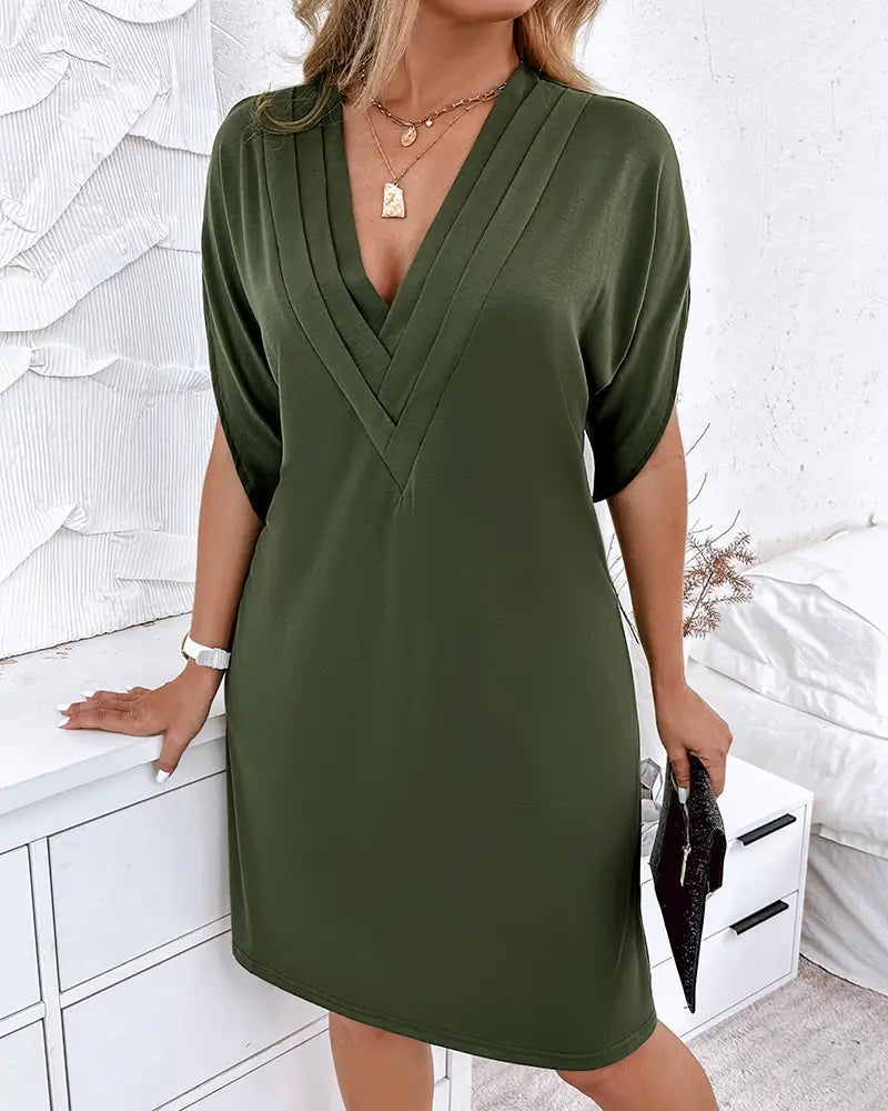 Robe Femme Drapée à Col V 1
