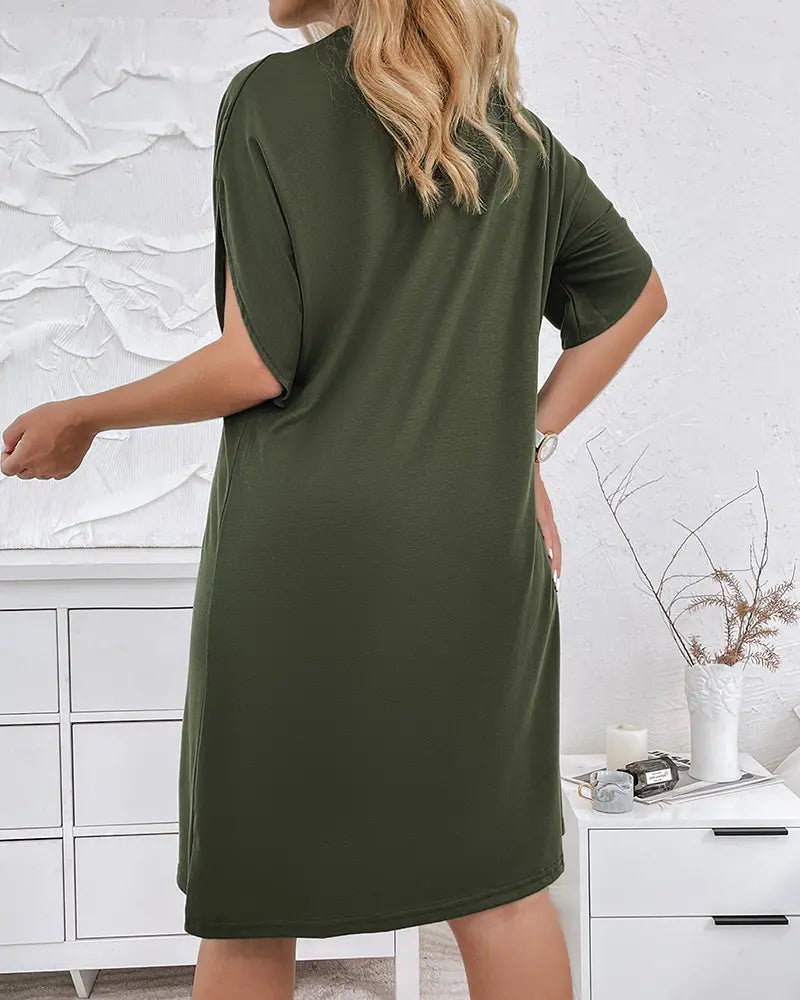 Robe Femme Drapée à Col V 2
