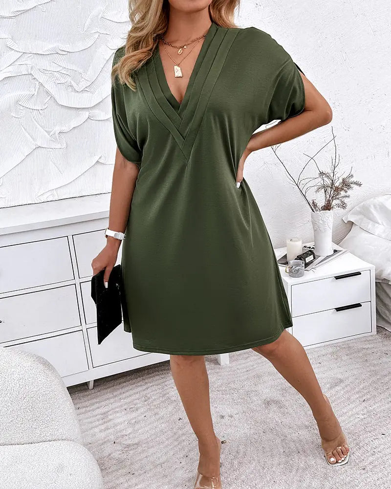 Robe Femme Drapée à Col V 3