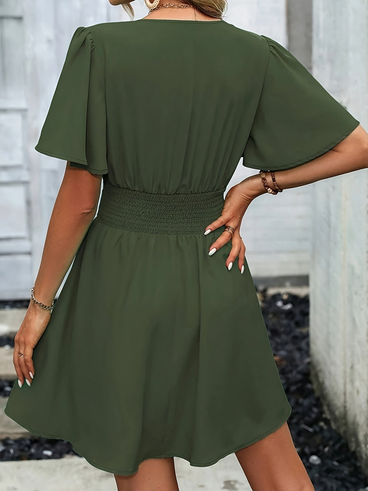 Robe Femme Longue Décolleté en V Tissu Résistant 3