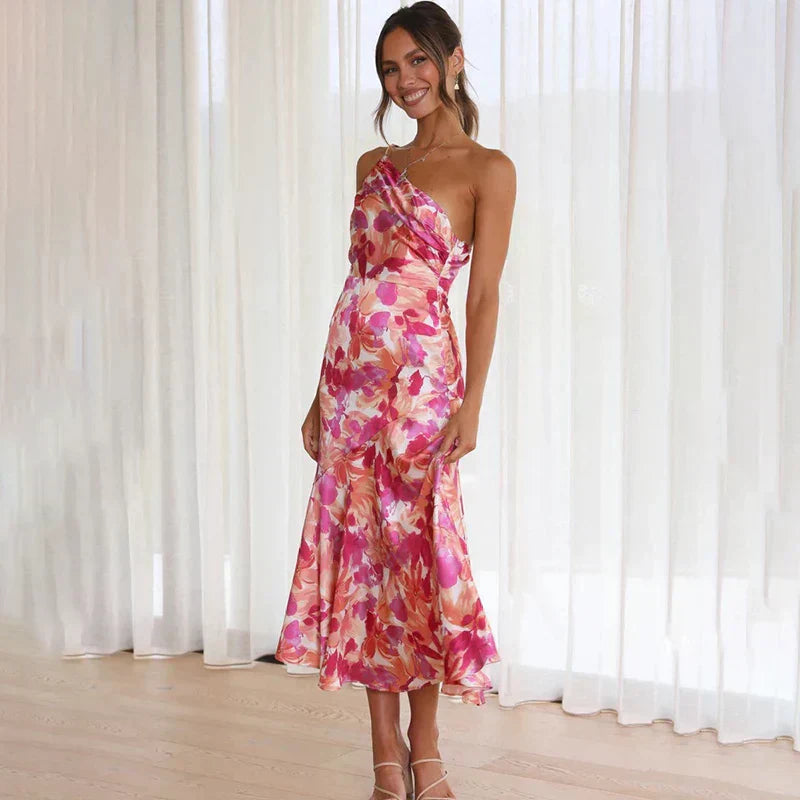 Robe Femme Midi Asymétrique Fleurie 1