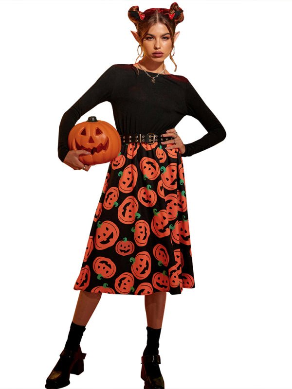 Robe Femme Midi Imprimé Citrouille Tissu Léger 3