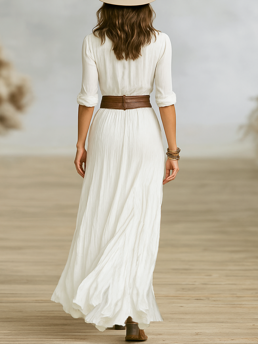 Robe Longue Chic avec Col Châle pour Femmes 7