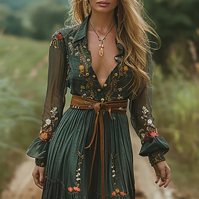 Robe Longue Femme Bohème Fleurie pour Été 1