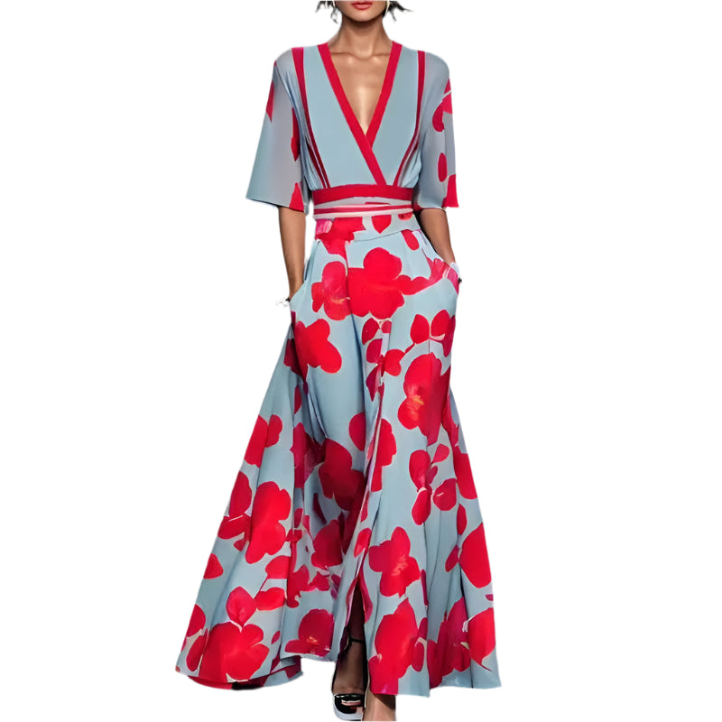 Robe Longue Femme Fleurie A-Line Tissu Léger 0