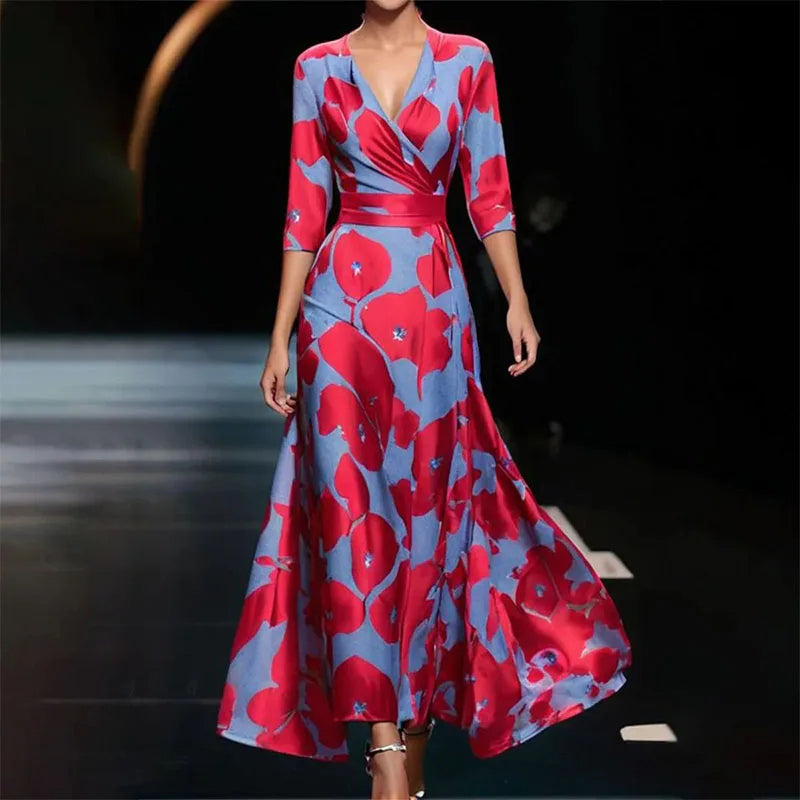 Robe Longue Femme Fleurie A-Line Tissu Léger 2